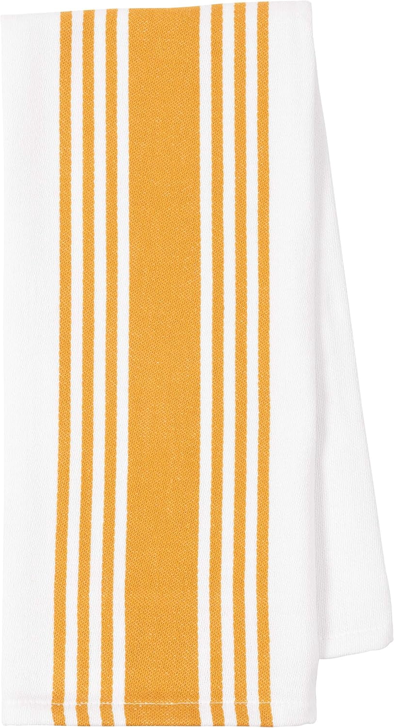 KAF Home Madison Cotton Kitchen Towels Set, Soft and Absorbent Dish Towels, 18” x 28”, Ochre, 4 Pack