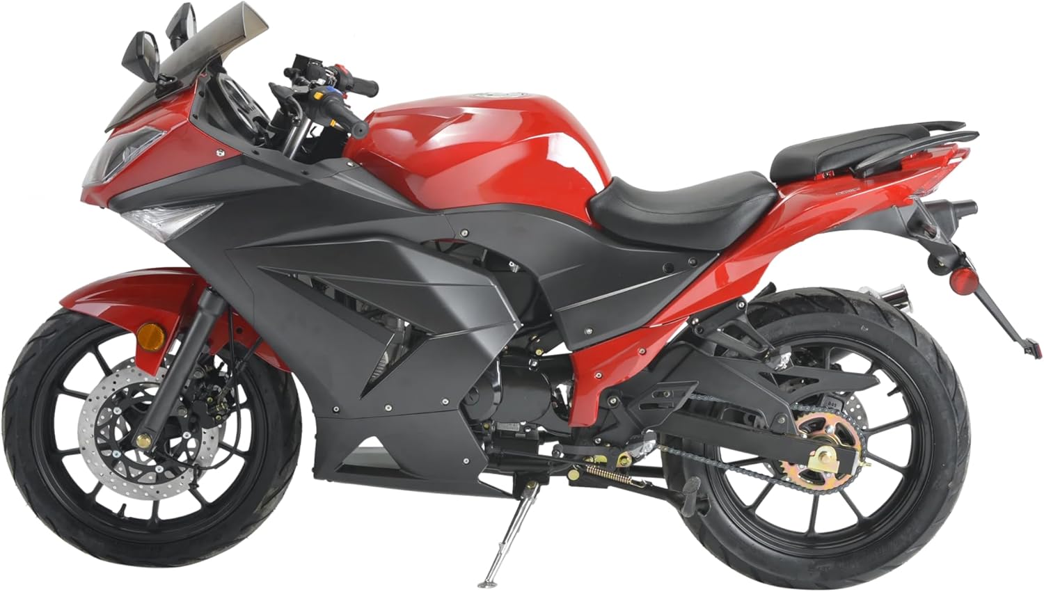-HHH 125cc Motorcycle with Manual Transmission 125cc Scooter LED Lights and 17 inches Wheels (Black)
