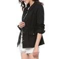 thumbnail image 5 of INSPIRE CHIC Women's Utility Jackets Drawstring Waist Flap Pocket Zip Button Jackets XS Black, 5 of 9