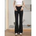 thumbnail image 6 of High Waist Solid Black Flare Jeans for Women - High Stretch Washed Bell Bottom Denim Trousers Retro Style for Modern Daily Look, 6 of 8