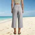 thumbnail image 4 of Womens Cotton Capris Lounge Yoga Pajama Cropped Pants Casual Wide Leg with Pockets Elastic Waist Workout Sweat Pants Summer Gray XL(XL), 4 of 9