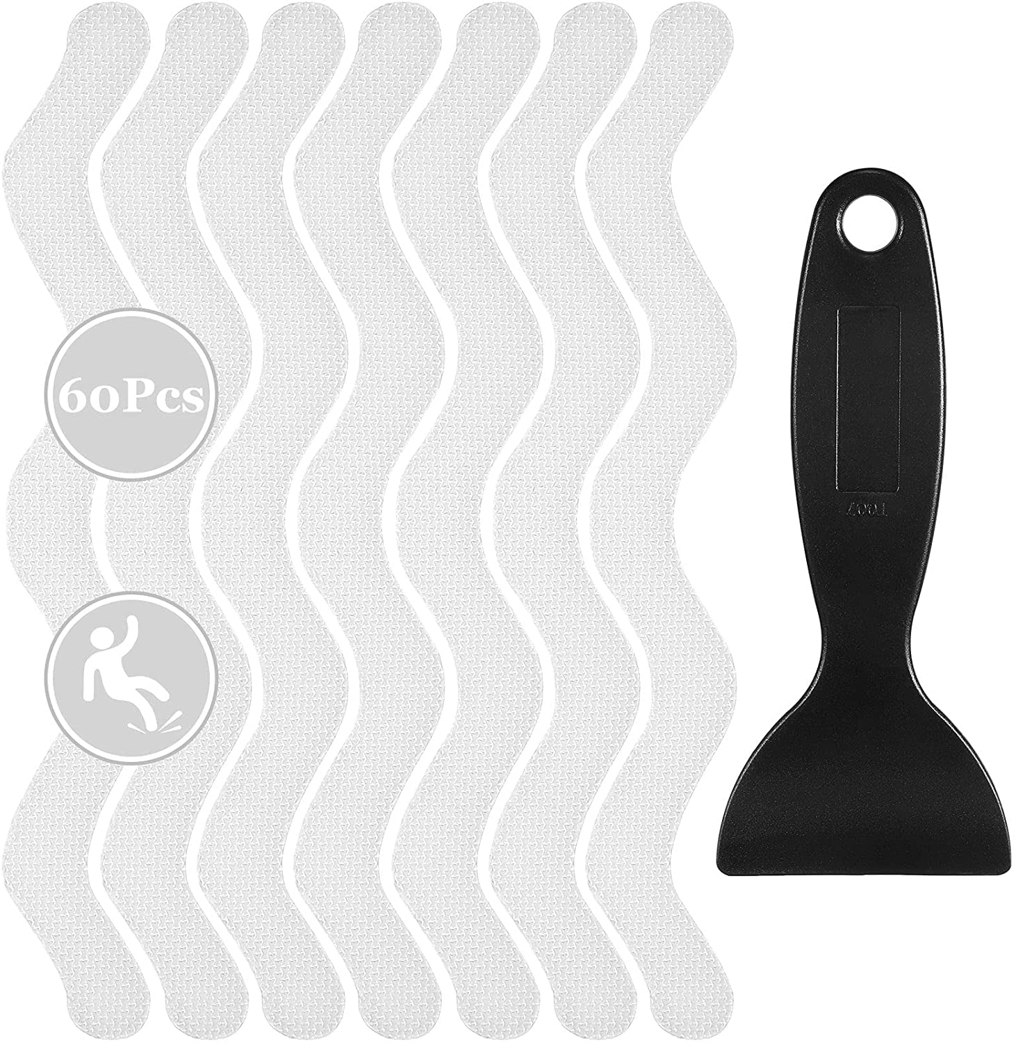 60 Pieces Nonslip Bathtub Stickers Diamond Texture Adhesive Strip