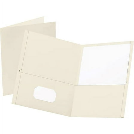 Oxford-1PK Twin-Pocket Folder, Embossed Leather Grain Paper, 0.5" Capacity, 11 X 8.5, White, 25/Box
