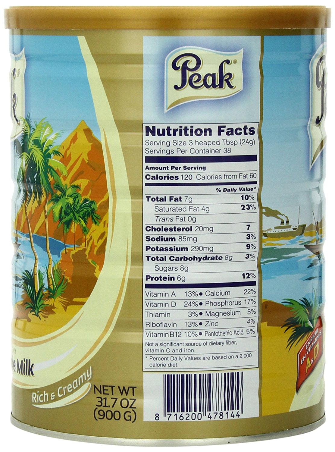 Peak Dry Whole Milk Powder, 900 Gm