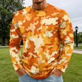 thumbnail image 5 of LNZGNM T-shirts for Men Long Sleeve Crew Neck Camo Comfortable Soft with Easy Care Tee Vacation Leisure Everyday,Saffron(XL), 5 of 8