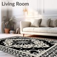 thumbnail image 2 of ODIKA 8'x10' Machine Washable Non-Slip Area Rug, Tile Inspired Quatrefoil Medallion Design Floor Covering High Traffic Rug, Black, 595662, 2 of 7