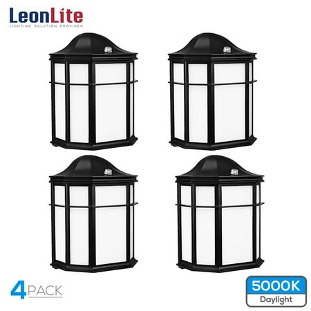 4 Light Exterior Hanging Lantern LEONLITE 14W LED Outdoor Security Light, LED Wall Lights, Outdoor Exterior Wall Lantern, Wall Sconces Lighting Fixtures, 5000K Daylight, Pack of 4 ()