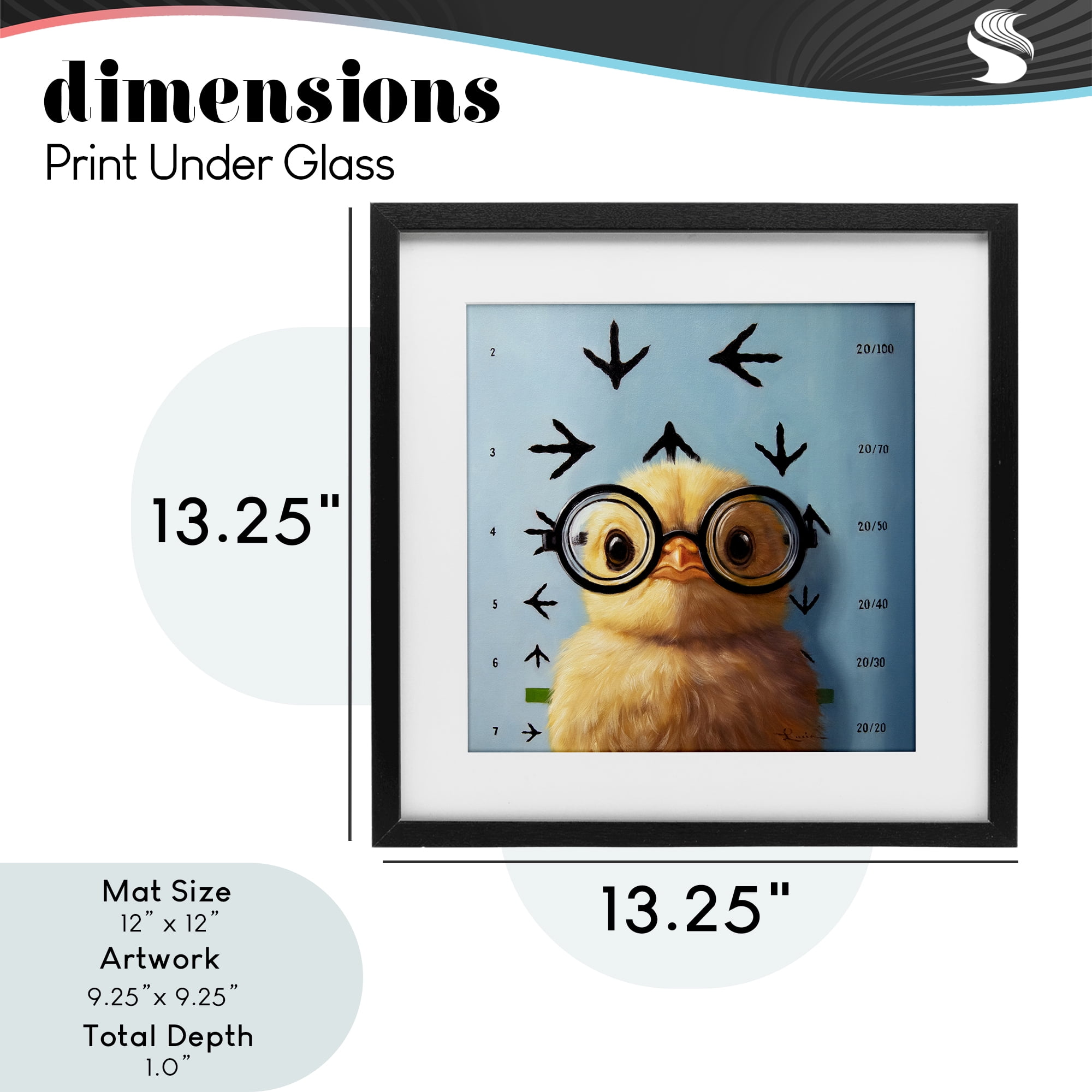 Four Eyes Chick Vision Black Framed Print Under Glass, design by Lucia Heffernan
