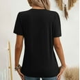 thumbnail image 4 of MIXUE Boho Tops For Women Summer Solid Color Round Neck Button Short Sleeve Loose Fit Casual Pullover Shirts For Women T Shirts Holiday Wear,Black,M, 4 of 4