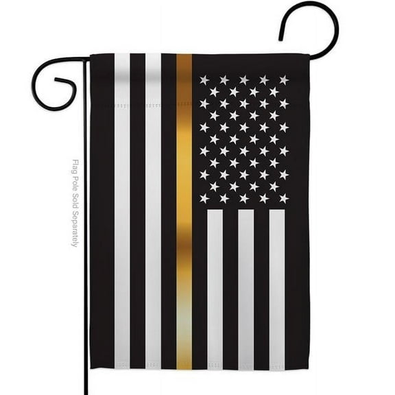 Americana Home & Garden G142926-BO 13 x 18.5 in. US Thin Gold Line Garden Flag with Armed Forces Service Double-Sided Decorative Horizontal Flags House Decoration Banner Yard Gift