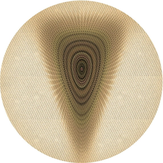 Ahgly Company Indoor Round Patterned Khaki Gold Area Rugs, 6' Round