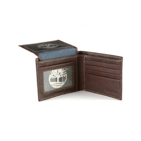 timberland men's leather wallet with attached flip pocket, brown (blix), one size