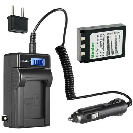 Kastar 1-Pack Li-10B Battery and LCD AC Charger Compatible with Olympus MJU Ferrari  Stylus 300  Stylus 300 Digital  Stylus 400  Stylus 400 Digital  Stylus 410  Stylus 410 Digital  Stylus 500 Cameras