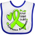 thumbnail image 3 of Inktastic Love, Care, Cure Lymphoma Awareness Lime Green Ribbon Hearts Boys or Girls Baby Bib, 3 of 4