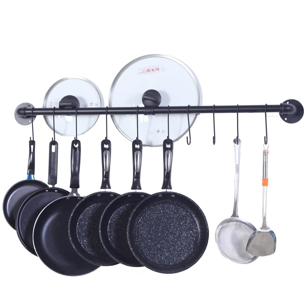 Metal  Wall Mount Pot Pan Hanging Rack Kitchen Cookware Storage Organizer Holder 