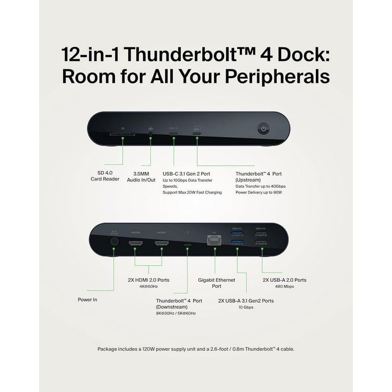 Belkin Thunderbolt 4 Dock Pro 箱無し Amazon.com: Belkin Thunderbolt 4 Docking Station with 90W