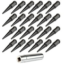 ECCPP Wheel Lug Nuts 24 Pieces 1 Key 14x1.5 Black Solid Spike Bulge Acorn Drive Close End 1/2" Socket Key Lug Nuts