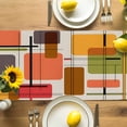 thumbnail image 4 of Red Green Orange Color Block Table Runner, Square Geometric Abstract Art Kitchen Table Runners Dress Scarves for Table Decorations Party/Restaurant/Indoor Outdoor Use, 13x36in, 4 of 9