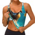 thumbnail image 3 of Zufioo Dog Underwater Adventure Print Women's Sports Vest, U-shaped Removable Chest Pad Sports Backless Top, Suitable for Fitness and Bodybuilding, Leisure and Daily Life-X-Large, 3 of 8