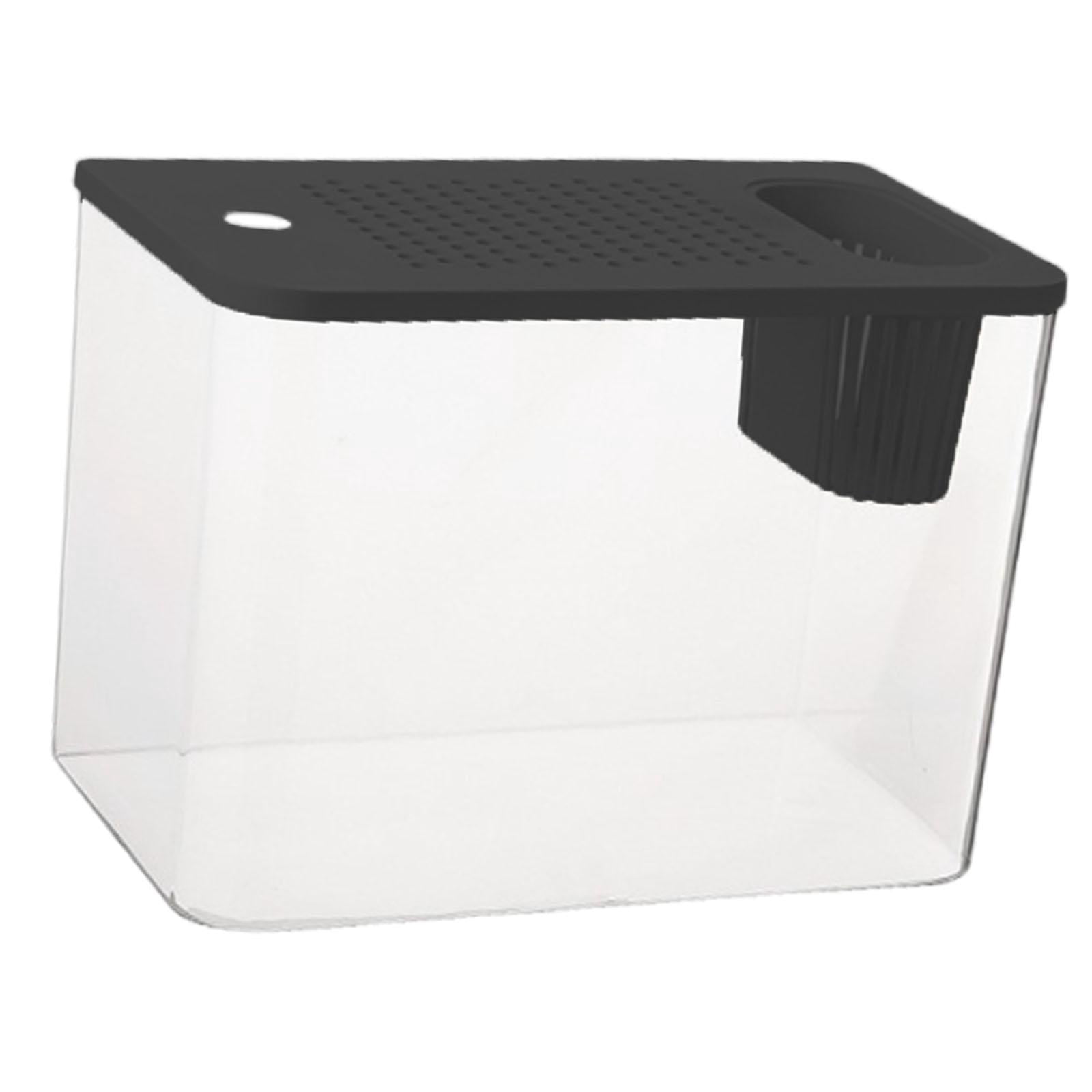 EHJRE Reptile Terrarium Tank Aquarium Clear Habitat Cage Transparent Feeding Box Sturdy Pp Build Suitable for Fish Keeping Reptile Caring Desktop Placement Black Lid