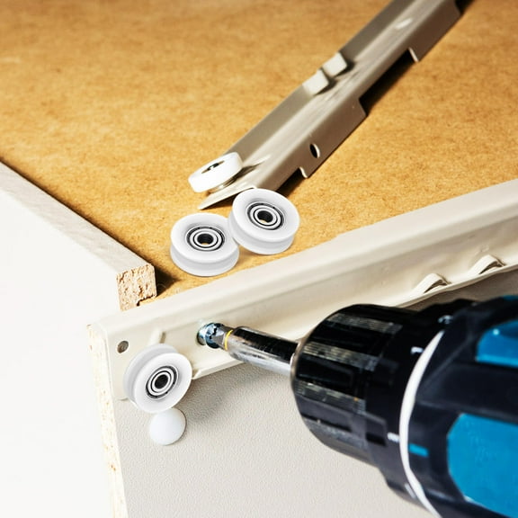 BESTOYARD 4Pcs Nylon Bearing Pulley Wheel White U Groove Casters for Easy Sliding Door and Window Use