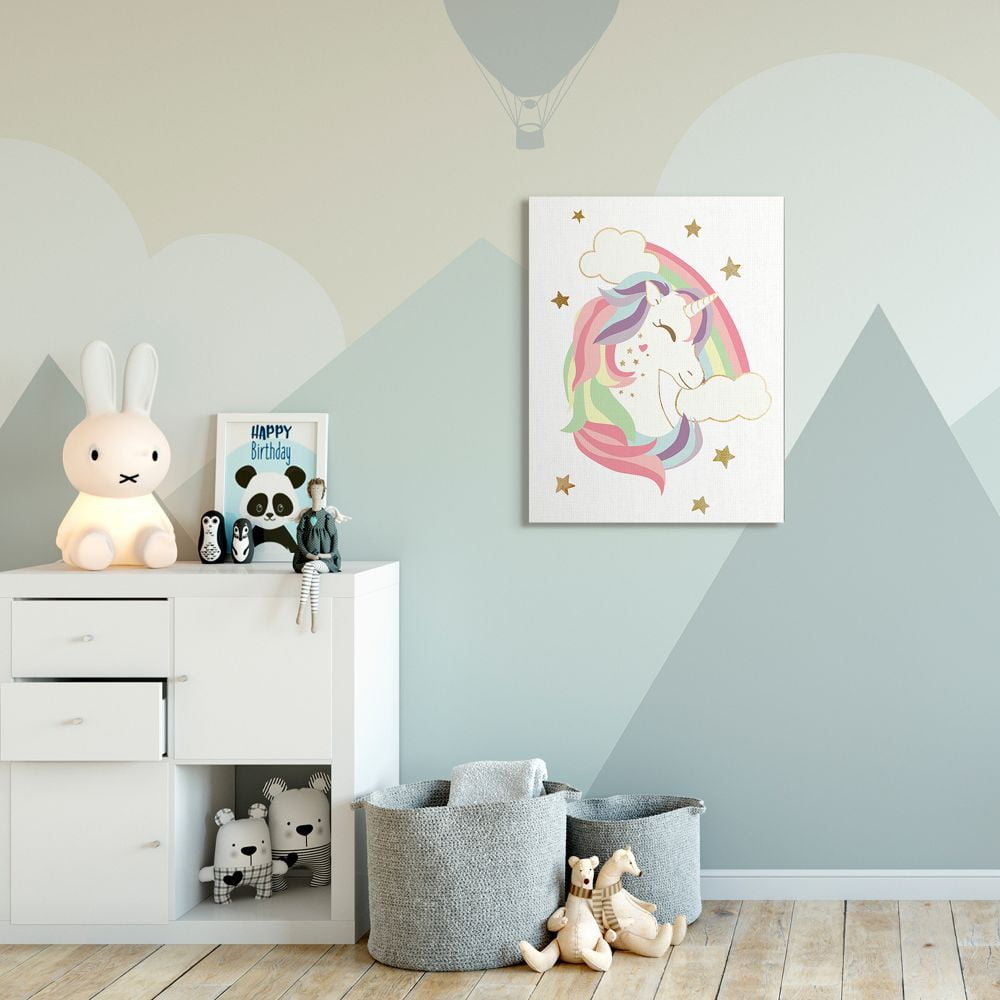 Stupell Industries Glam Rainbow Unicorn Starry Rainbow Design Canvas Wall Art Design by Ziwei Li