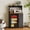 Black-01, variant on Pusnapku 35" Mini Fridge Cabinet, Wood Coffee Station with Adjustable Shelf and Power Outlet, Microwave Oven Stand with Hooks, for Living Room,Kitchen