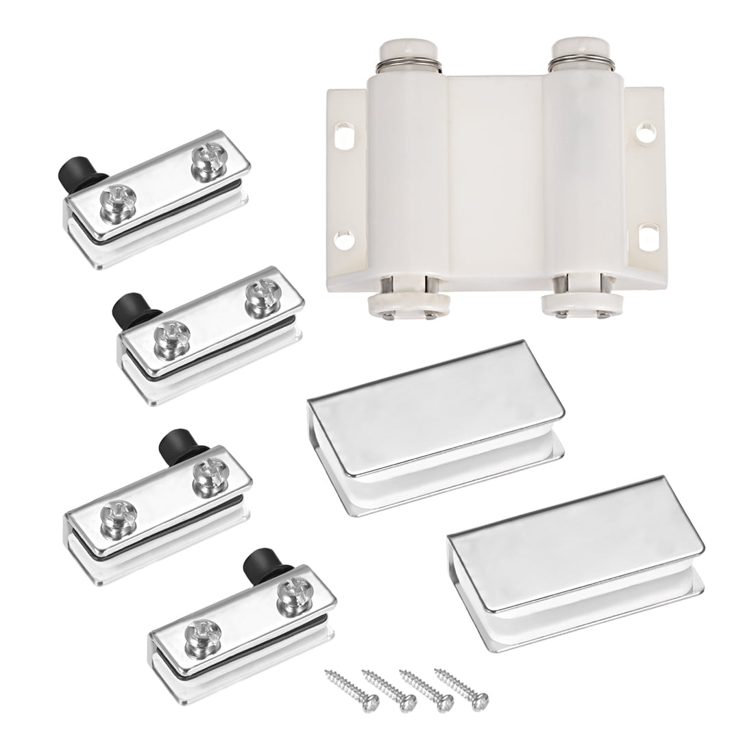 5 6mm Glass Door Double Magnetic Catch Latch Closures Abs White With Clamp 2 Set