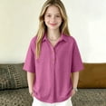 thumbnail image 5 of Dwellite Boys and Girls' School Uniform Short-Sleeve Polo Shirts Breathable Button Collared Casual Active Tops 3-13 Years Hot Pink 120, 5 of 6