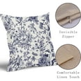 thumbnail image 3 of Blue Flowers Pillow Covers 18x18 Inch Set of 2 Blue and White Floral Throw Pillow Covers Vintage Floral Outdoor Pillowscase Linen Cushion Covers for Sofa Couch Bedroom Home Decor, 3 of 6
