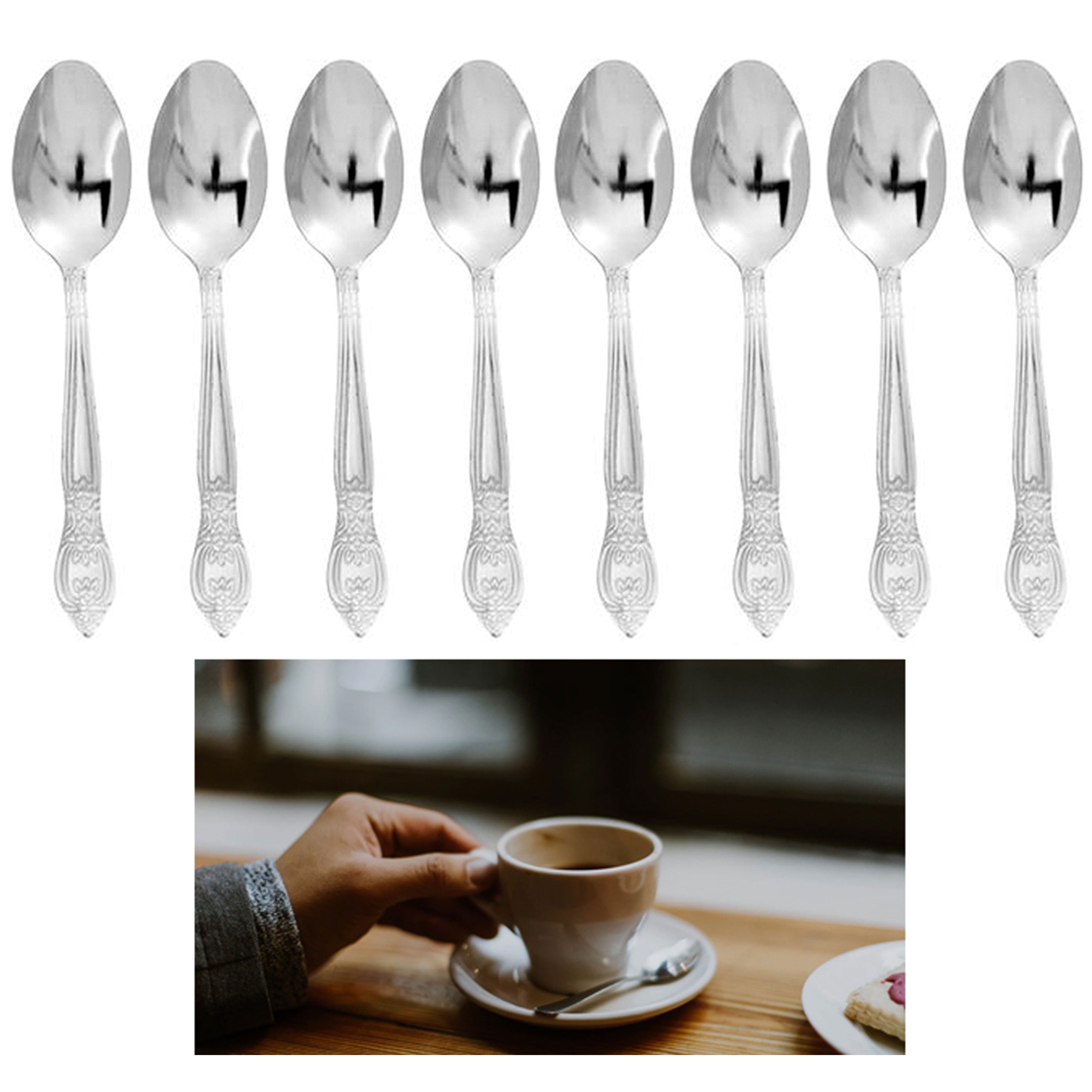 Stainless Steel Silver Guitar Shape Metal Teaspoon Coffee Dessert Spoon Flatware 