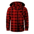 thumbnail image 5 of Mens Plaid Hooded Jacket Full Zip up Fall Lightweight Outwear Long Sleeve Casual Outdoor Active Checkered Coat New Outerwear for Men Wine XL, 5 of 6