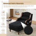 thumbnail image 4 of Chaise Lounge Chair Indoor, Upholstered Chenille Sleeper Sofa Bed with Wooden Armrests and Legs, Lazy Reading Chair Couch,  Bearing 500LBS, Black, 4 of 7