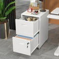 thumbnail image 2 of 2 Drawer Mobile File Cabinet with Lock, Metal Filing Cabinets with Wheels, White Rolling Storage Cabinet, Under Desk Vertical File Cabinet for Home Office, Lockable Steel Two Drawer for Letter Size, 2 of 8