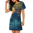 thumbnail image 2 of Hirioo Palm Trees for Women’s Nightdress Comfortable Short Sleeve Nightwear Casual Sleep Dress, 2 of 8