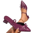 thumbnail image 4 of RoamHome Women's Slingback Pumps Low Block Heel Pointed Toe Mules with Bow Summer Spring Dressy Casual Comfortable Slip-On Office Daily Party Wedding Shoes, 4 of 9