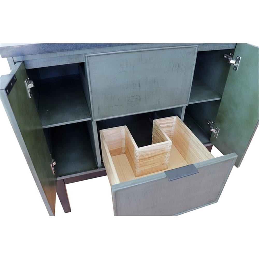 Bellaterra Home 37" Single vanity in Linen Gray finish top with White Carrara and round sink