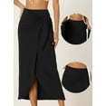 thumbnail image 2 of DARING DIVA Women Split Thigh Front High Waist Boho Wrap Midi Skirt L Black, 2 of 6