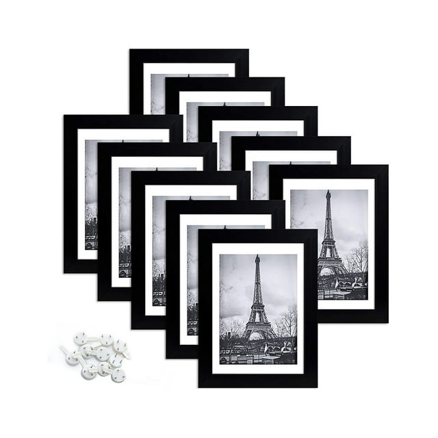 5 Pieces Picture Frame with Mat Table Decor Wall Posters Paintings Display Gallery Home DIY Transparent Photo Living Room Black 8*10inch