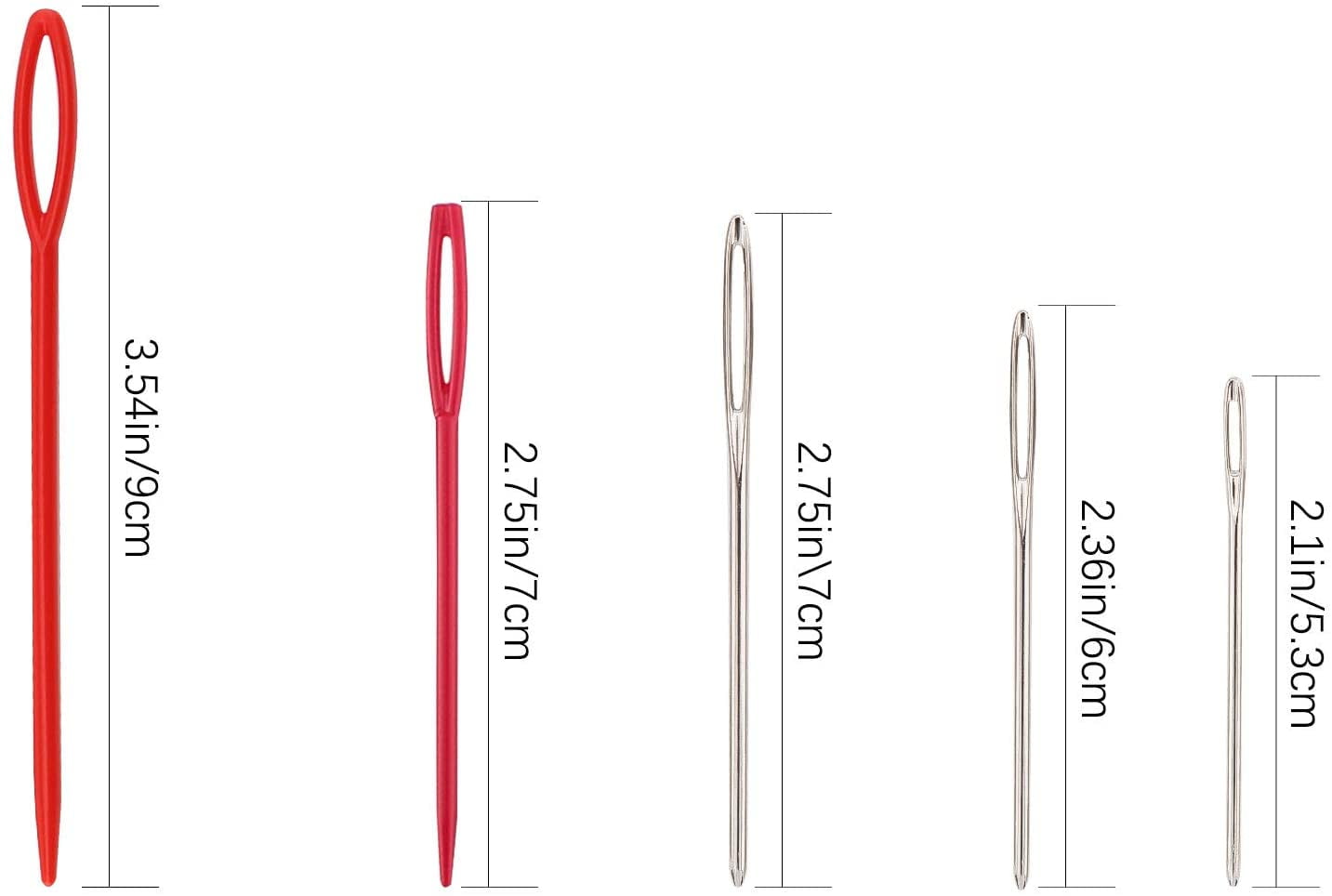 30Pcs Plastic Sewing Needles and 9Pcs Large Eye Blunt Needles, Colorful