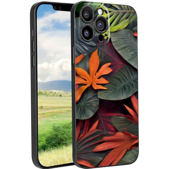 Tropical-Leaves-338 Phone Case, Degined for iPhone 13 Pro Case Men Women, Flexible Silicone Shockproof Case for iPhone 13 Pro