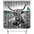 thumbnail image 2 of 4PCS/Set Funny Cow Rustic Wagon Wheel Fabric Shower Curtain Set , Country Flower Cute Farm Animals Wooden Farmhouse Barn Bathroom Decor, Non-Slip Bath Rugs Soft Toilet Mat, Welcome to My Farm, 2 of 7