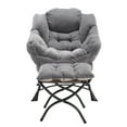 thumbnail image 4 of Modern Accent Chair with Ottoman, Reading Chair with Armrests and a Side Pocket,  Lounge Arm Chair for Small Space/Living Room/Bedroom, Corner Chair, Grey, 4 of 9