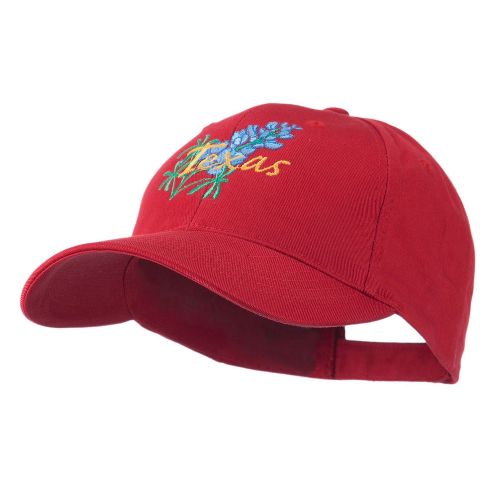 USA State Flower Texas Bluebonnet Embroidered Cap - Red OSFM