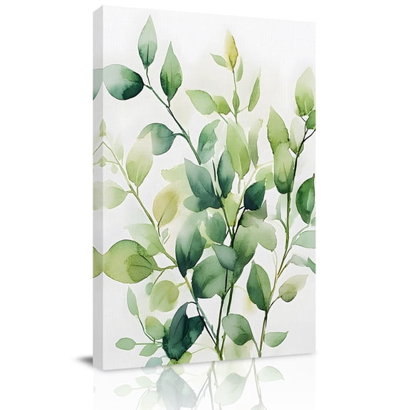 Canvas Wall Art, Watercolor Botanical Green Framed Canvas Prints for Living Room Office, Eucalyptus Leaves Large Gallery Wrapped Wall Decor for Home Office, Gifts, 16"x24" Ship Next Day
