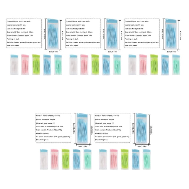 Vogacara 200 Uds palillos de de doble cara palillos de de plástico herramienta de limpieza de ortodoncia Oral portátil, Color aleatorio Type2 Vogacara CBP142033