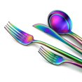 thumbnail image 3 of Matte Black Silverware Set 5 Pieces, Stainless Steel Flatware Set, Kitchen Utensil Set, Tableware Cutlery Set, Satin Finished Polished & Dishwasher Safe( Colorful, 3 of 8