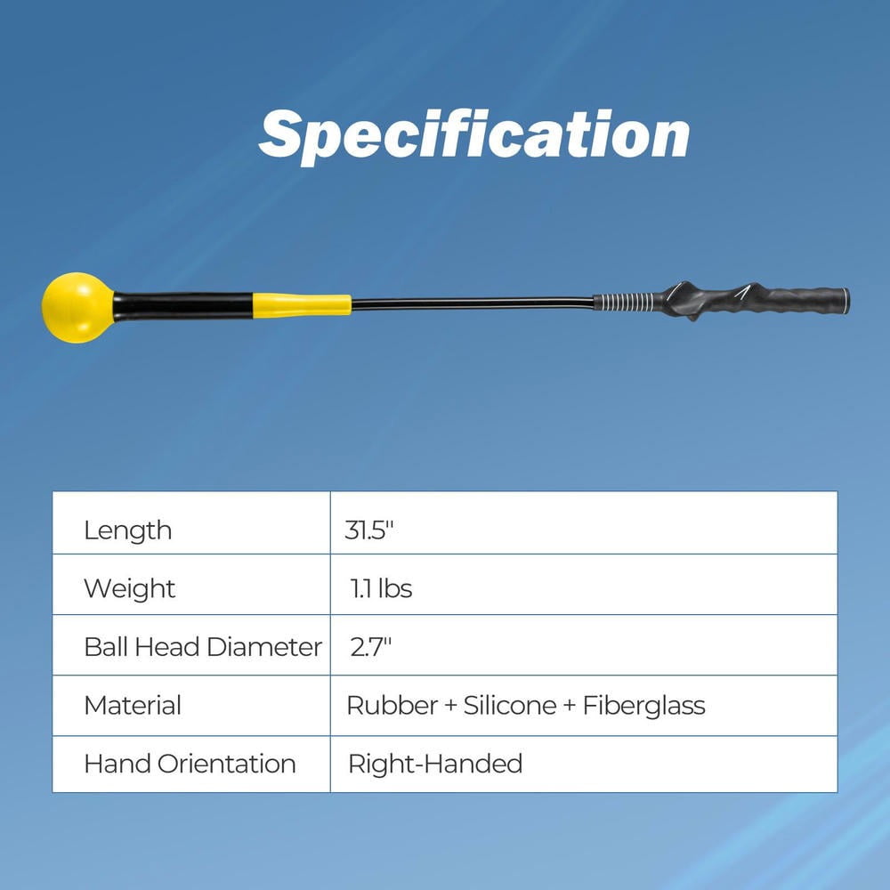 YYAo 31.5 Inch Golf Swing Aid Trainer Weighted Head for Improved Grip and Balance, Yellow