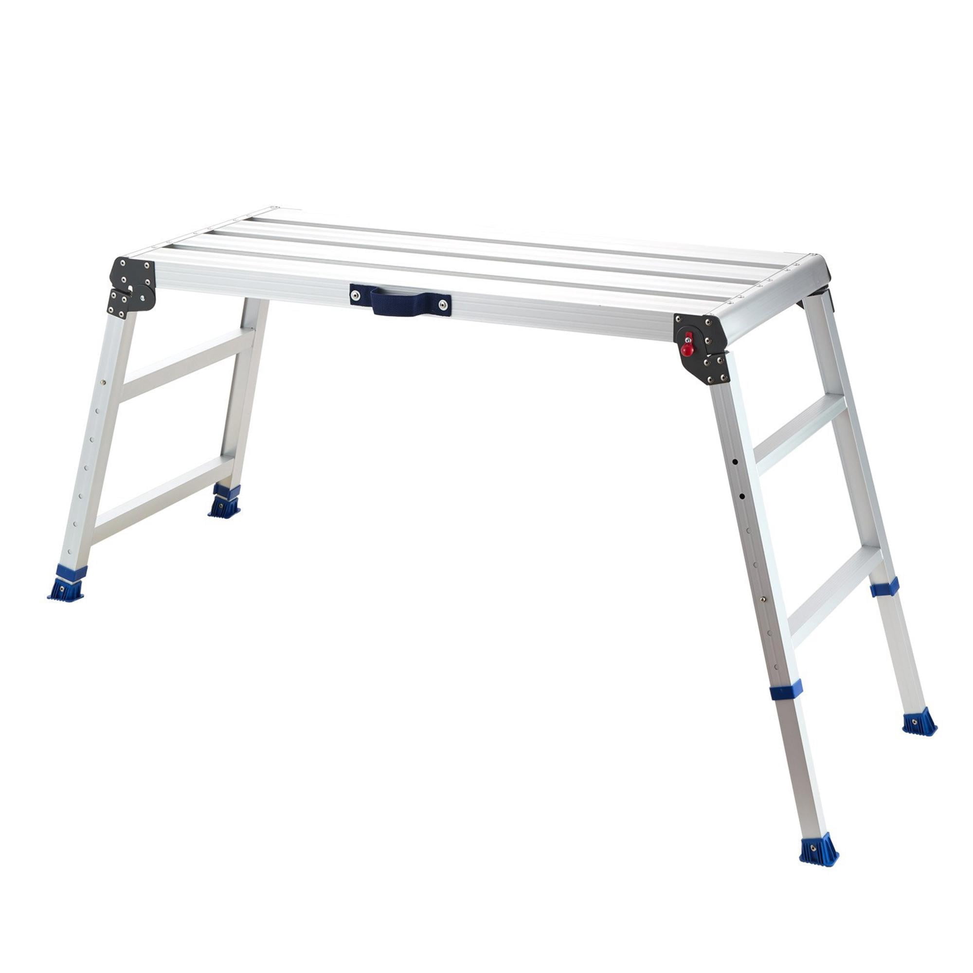 Adjustable Height Folding Work Platform, Aluminum Step Stool, Non-Slip Platform Ladder, Portable Work Bench