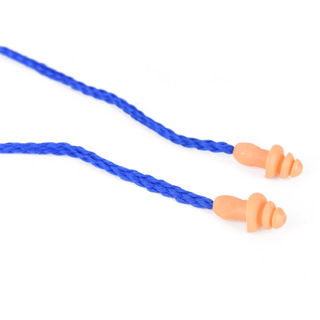 Cuidado de los oídos 10 Uds. Tapones para los oídos con cable de silicona suave Protector de oídos protección auditiva reutilizable tapones para los oídos con reducción de ruido orejera auspicioso LingWen 1327534086485